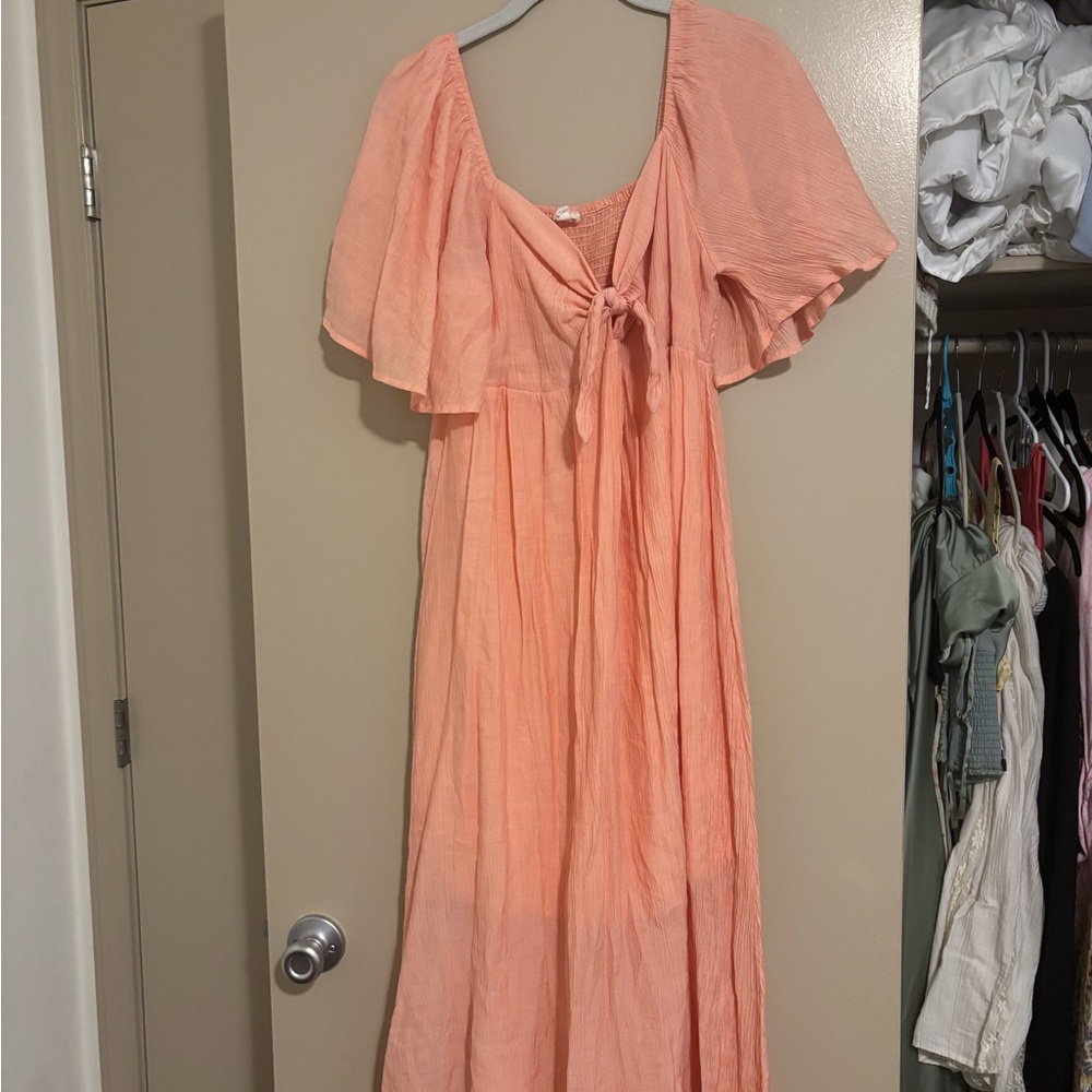 Elegant Peach maternity Maxi Dress